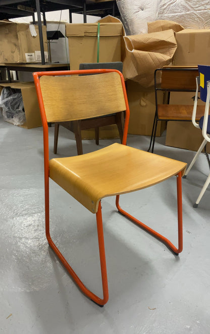 Chaise en Bois avec Cadre Métallique Orange