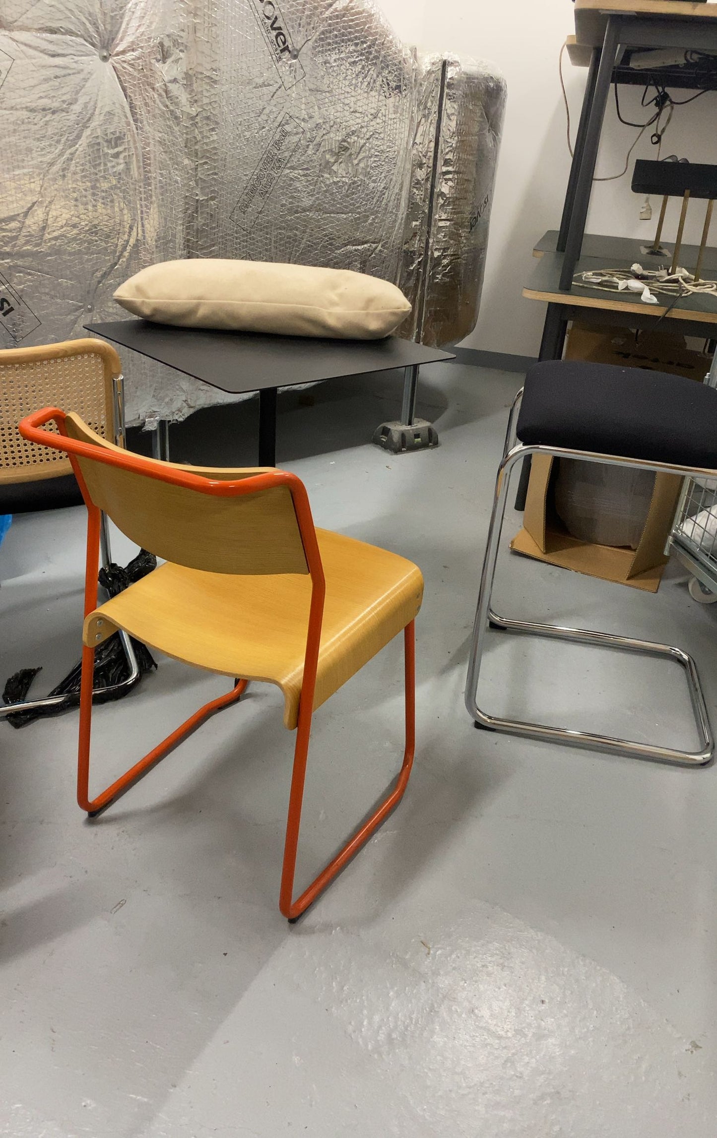 Chaise en Bois avec Cadre Métallique Orange