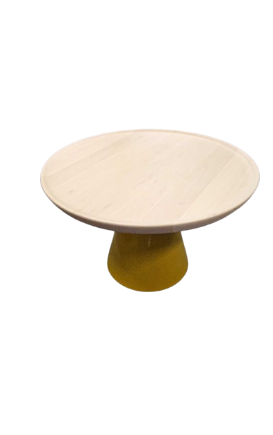 Table basse D60xh40 Bois et Verre jaune